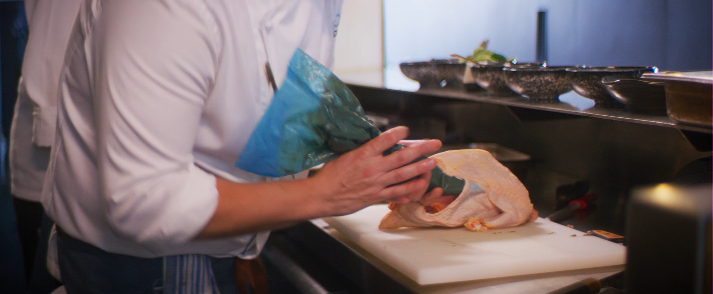 chef preparing chicken